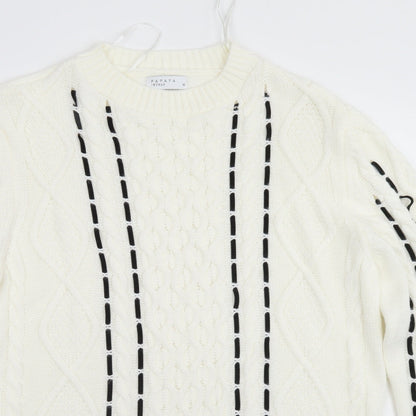 Womens UK Size M Papaya White Pullover Jumper