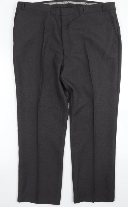 Preworn Mens Brown  Polyester Dress Pants Trousers Size 42 in L27 in Regular Hook & Eye