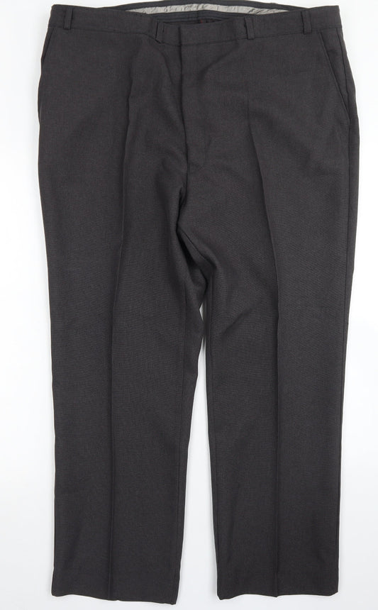 Preworn Mens Brown  Polyester Dress Pants Trousers Size 42 in L27 in Regular Hook & Eye