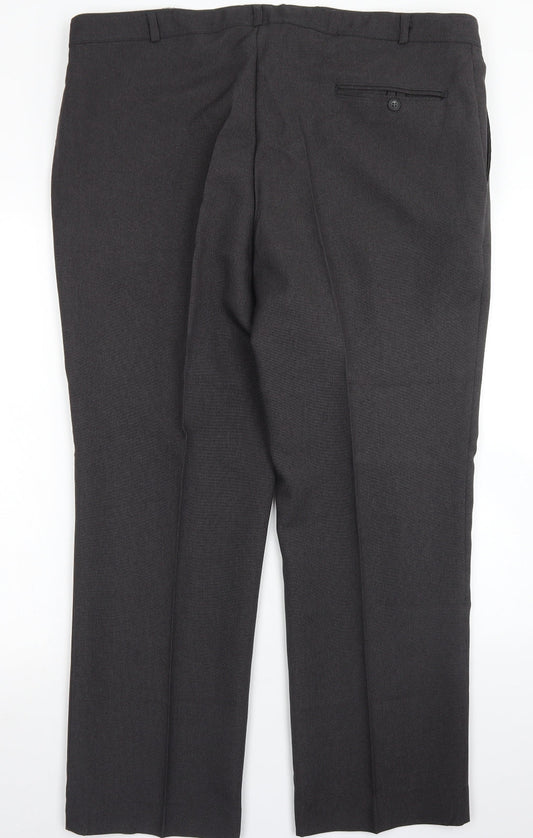 Preworn Mens Brown  Polyester Dress Pants Trousers Size 42 in L27 in Regular Hook & Eye