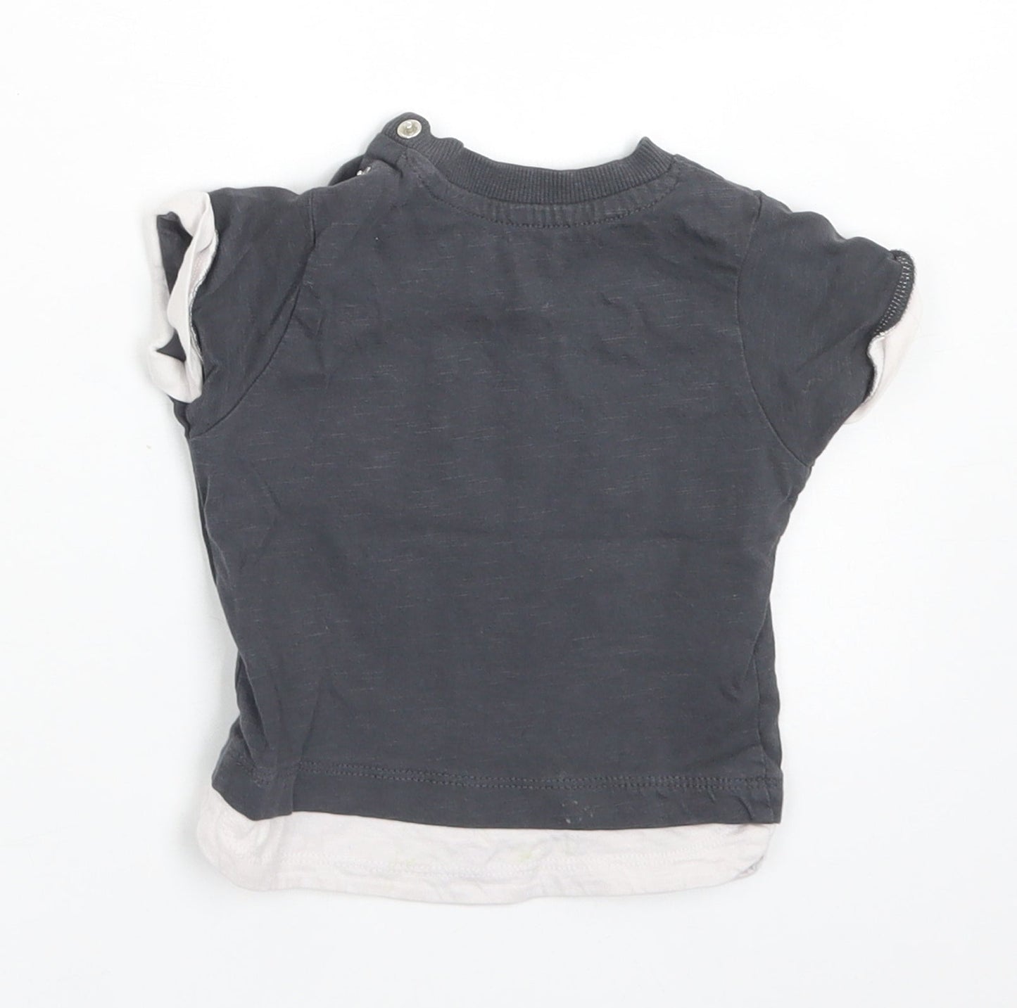 Nutmeg Boys Grey  Cotton Basic T-Shirt Size 3-6 Months Crew Neck Snap - Born to be Wild