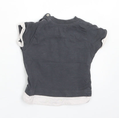 Nutmeg Boys Grey  Cotton Basic T-Shirt Size 3-6 Months Crew Neck Snap - Born to be Wild