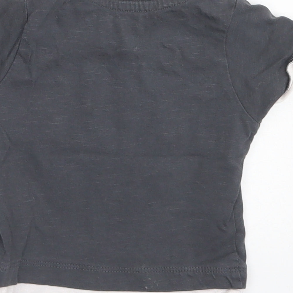Nutmeg Boys Grey  Cotton Basic T-Shirt Size 3-6 Months Crew Neck Snap - Born to be Wild