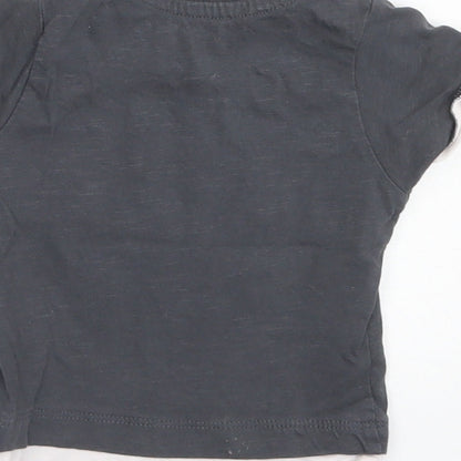 Nutmeg Boys Grey  Cotton Basic T-Shirt Size 3-6 Months Crew Neck Snap - Born to be Wild