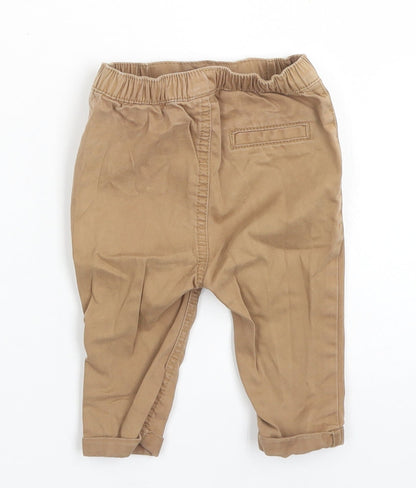 NEXT Boys Brown  Cotton Capri Trousers Size 3-6 Months  Button