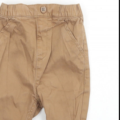 NEXT Boys Brown  Cotton Capri Trousers Size 3-6 Months  Button
