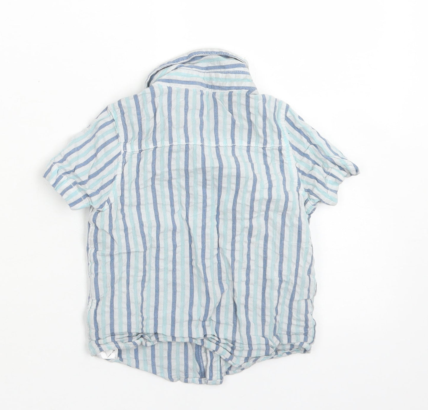 Primark Boys Blue Striped Cotton Basic Button-Up Size 12-18 Months Collared Button