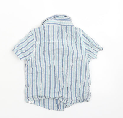 Primark Boys Blue Striped Cotton Basic Button-Up Size 12-18 Months Collared Button