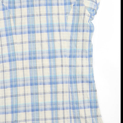 Dorothy Perkins Womens Blue Plaid Polyester Basic Button-Up Size 14 Collared - Longline
