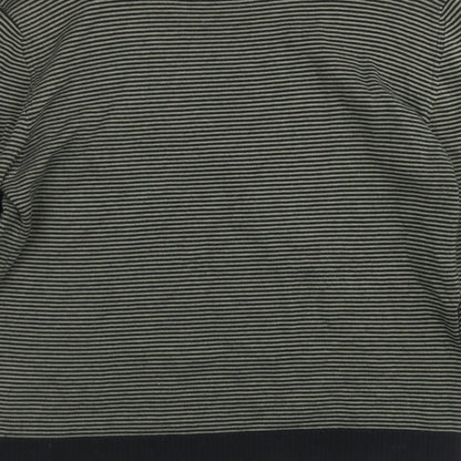 Lost Womens Green Crew Neck Striped Cotton Pullover Jumper Size XL