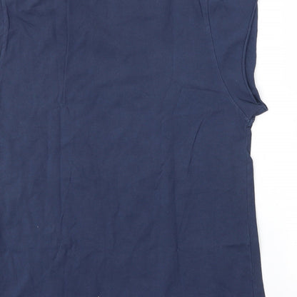 Studio Womens Blue  Cotton Basic Blouse Size M Round Neck