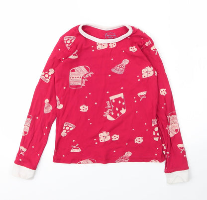 Leigh Tucker Girls Red  Cotton Basic T-Shirt Size 6 Years Round Neck  - Christmas Pyjama
