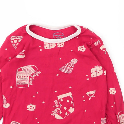 Leigh Tucker Girls Red  Cotton Basic T-Shirt Size 6 Years Round Neck  - Christmas Pyjama