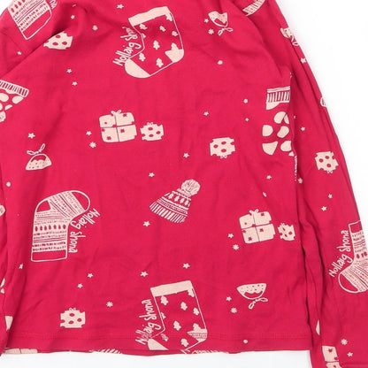 Leigh Tucker Girls Red  Cotton Basic T-Shirt Size 6 Years Round Neck  - Christmas Pyjama