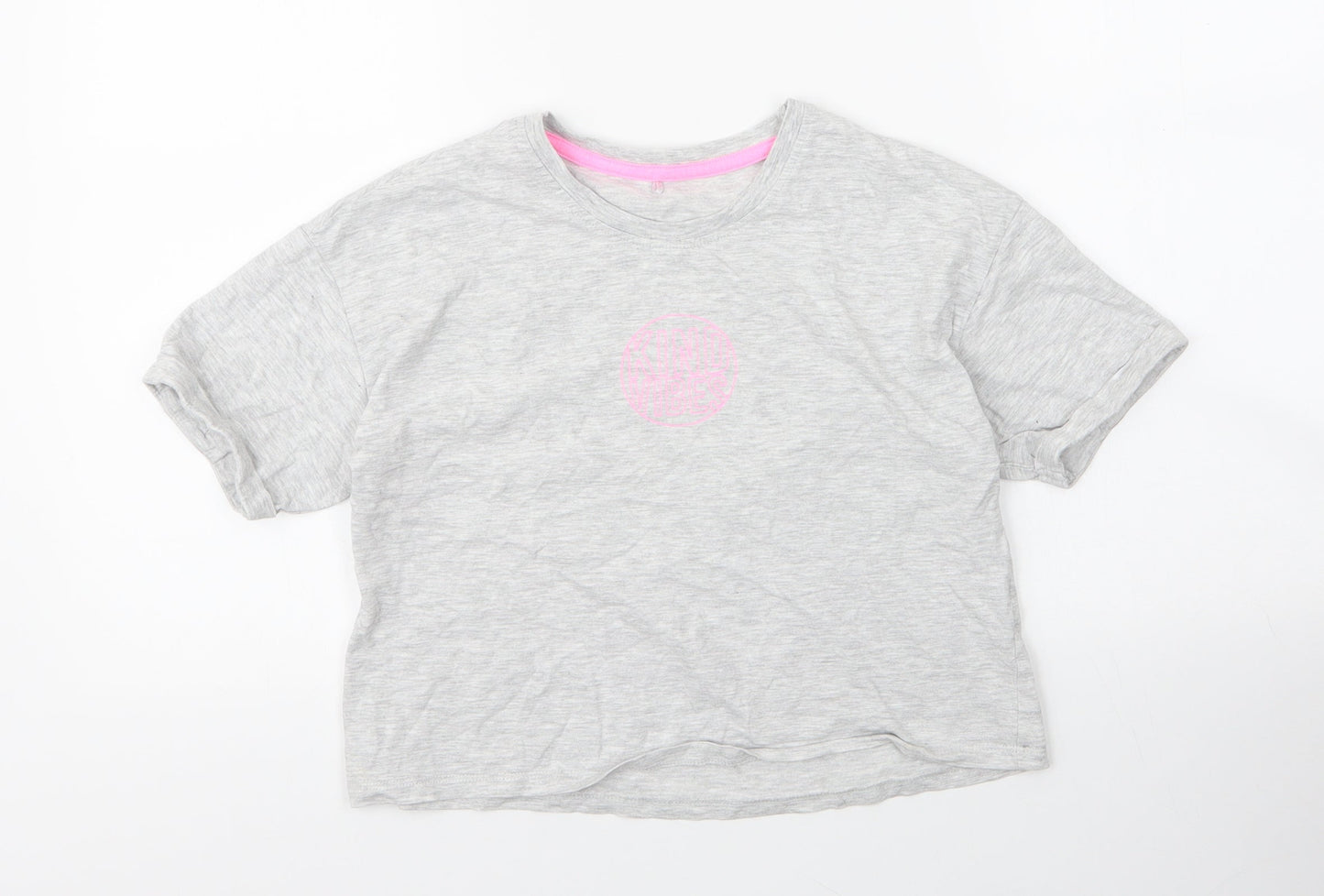 George Girls Grey  Cotton Cropped Blouse Size 9 Years Round Neck