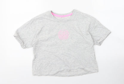 George Girls Grey  Cotton Cropped Blouse Size 9 Years Round Neck