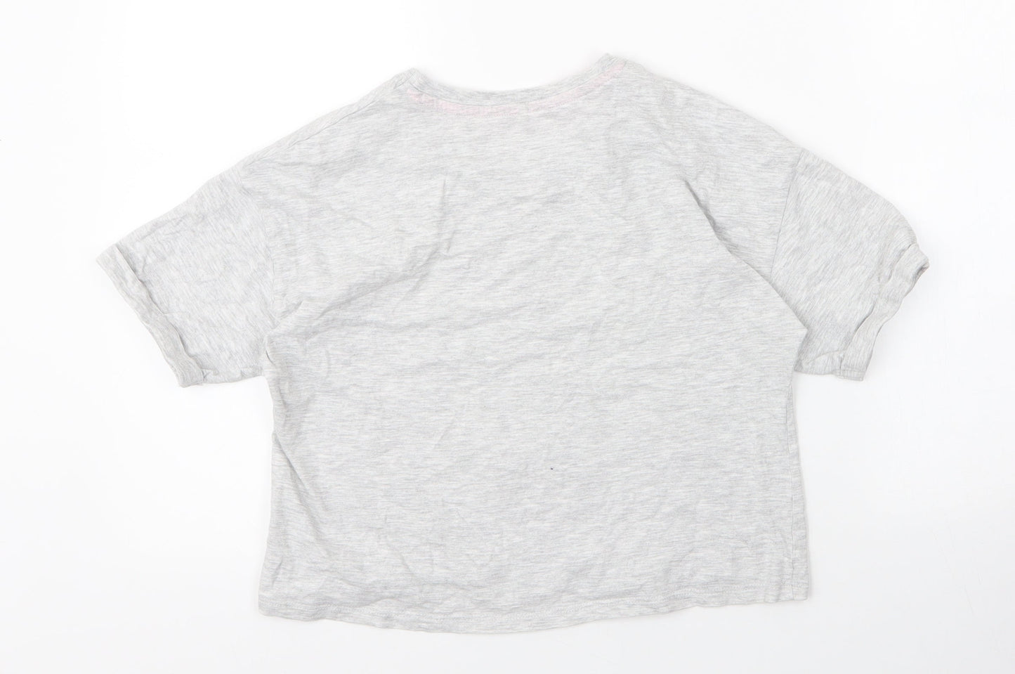 George Girls Grey  Cotton Cropped Blouse Size 9 Years Round Neck