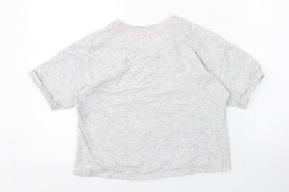 George Girls Grey  Cotton Cropped Blouse Size 9 Years Round Neck