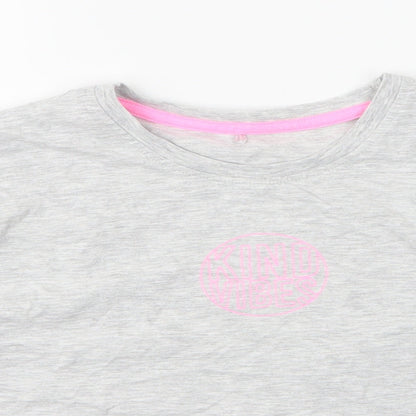 George Girls Grey  Cotton Cropped Blouse Size 9 Years Round Neck