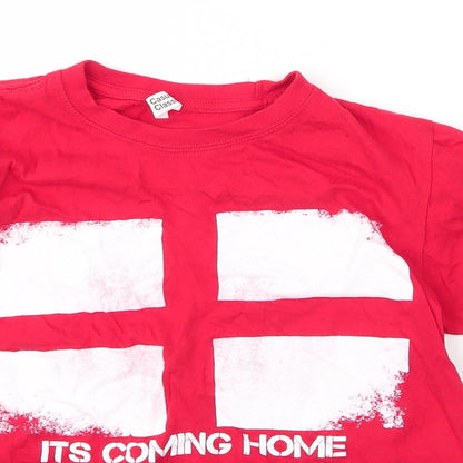 Casual Classics Girls Red  Cotton Basic T-Shirt Size 12 Years Round Neck  - Football