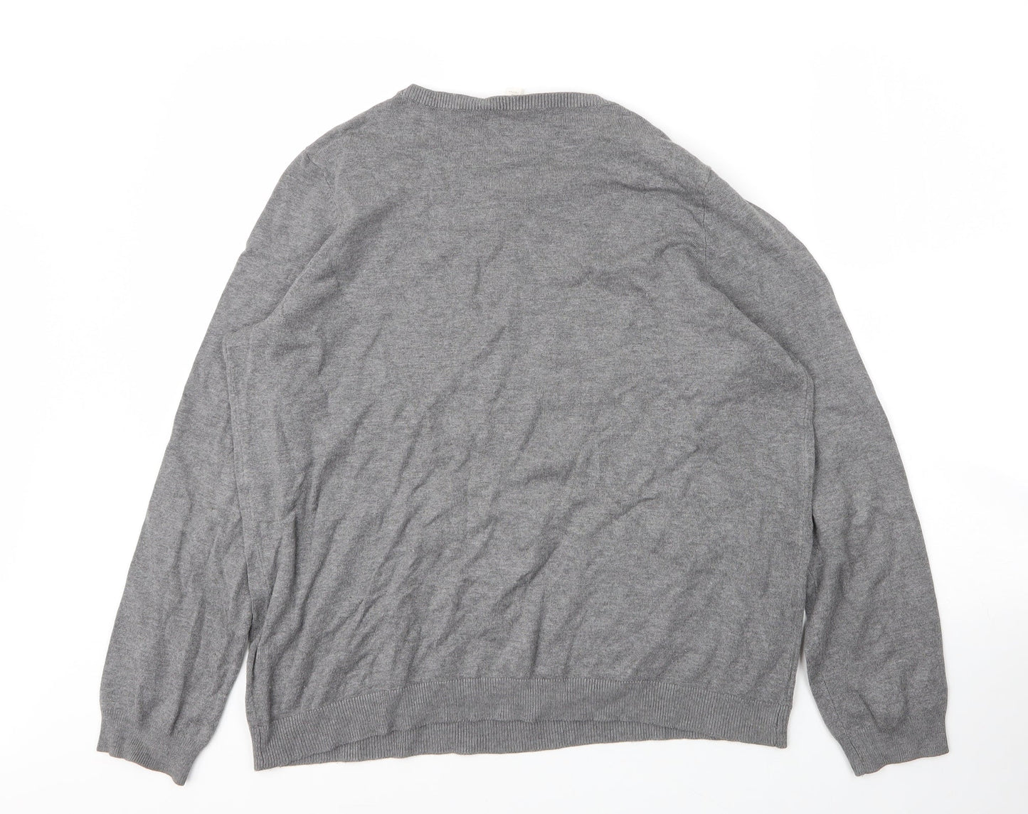 H&M Mens Grey Round Neck  Viscose Pullover Jumper Size XL