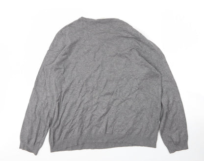 H&M Mens Grey Round Neck  Viscose Pullover Jumper Size XL