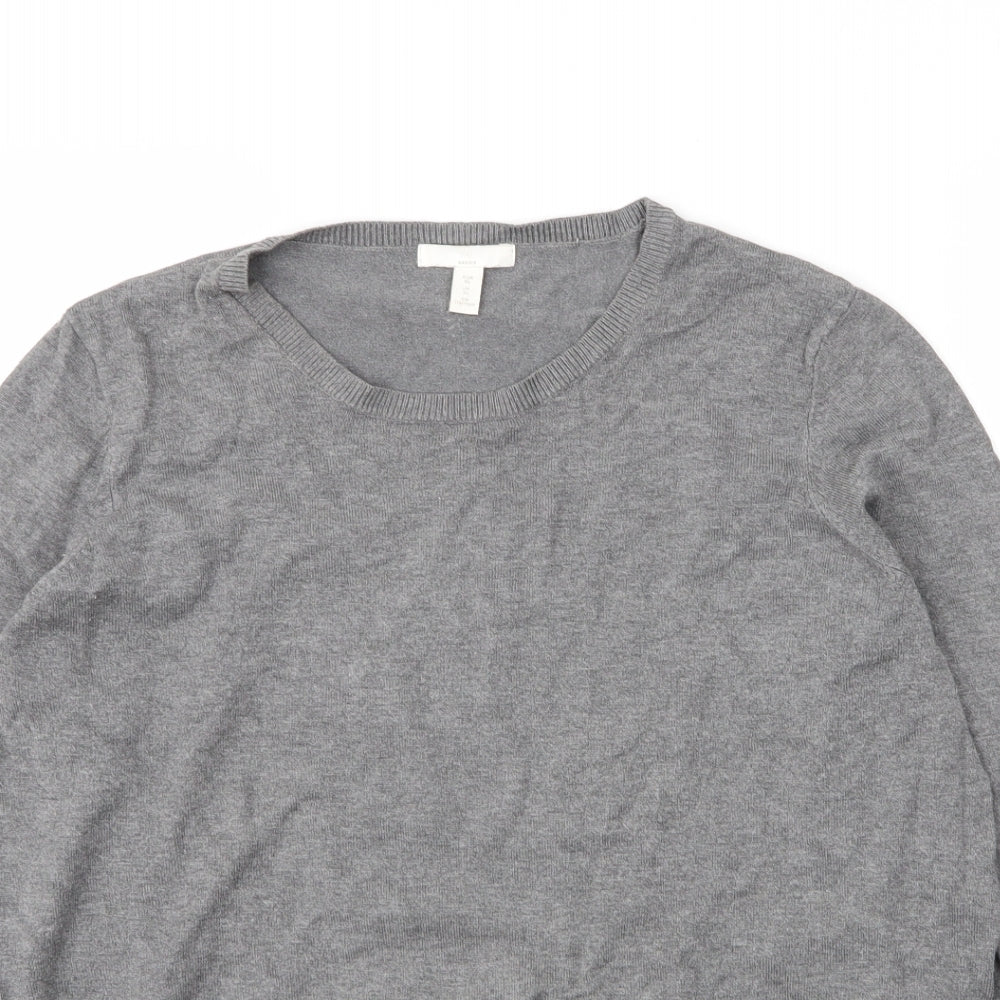 H&M Mens Grey Round Neck  Viscose Pullover Jumper Size XL