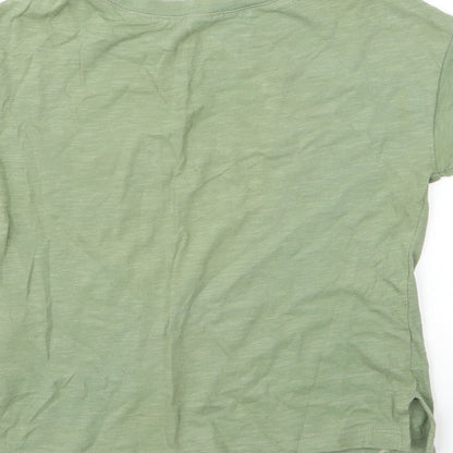 Gap Girls Green  Cotton Basic T-Shirt Size 4 Years Round Neck