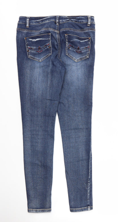 George Womens Blue Floral Cotton Skinny Jeans Size 10 L28 in Regular Zip