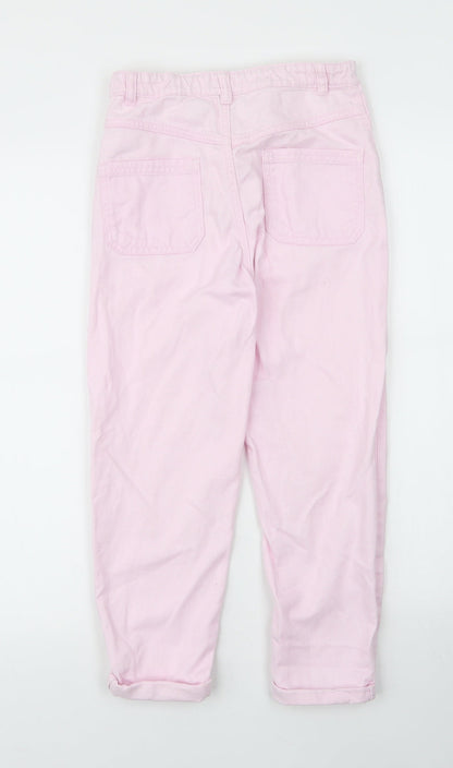 F&F Girls Orange  Cotton Tapered Jeans Size 9 Months L21 in Regular Zip