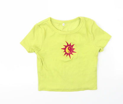 Womens UK Size S Preworn Green Basic T-Shirt