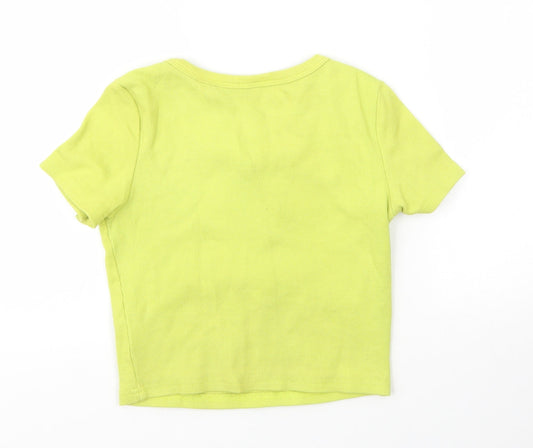 Womens UK Size S Preworn Green Basic T-Shirt
