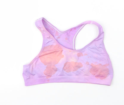 m&s Girls Purple Camouflage Nylon Camisole Tank Size 15 Years Scoop Neck