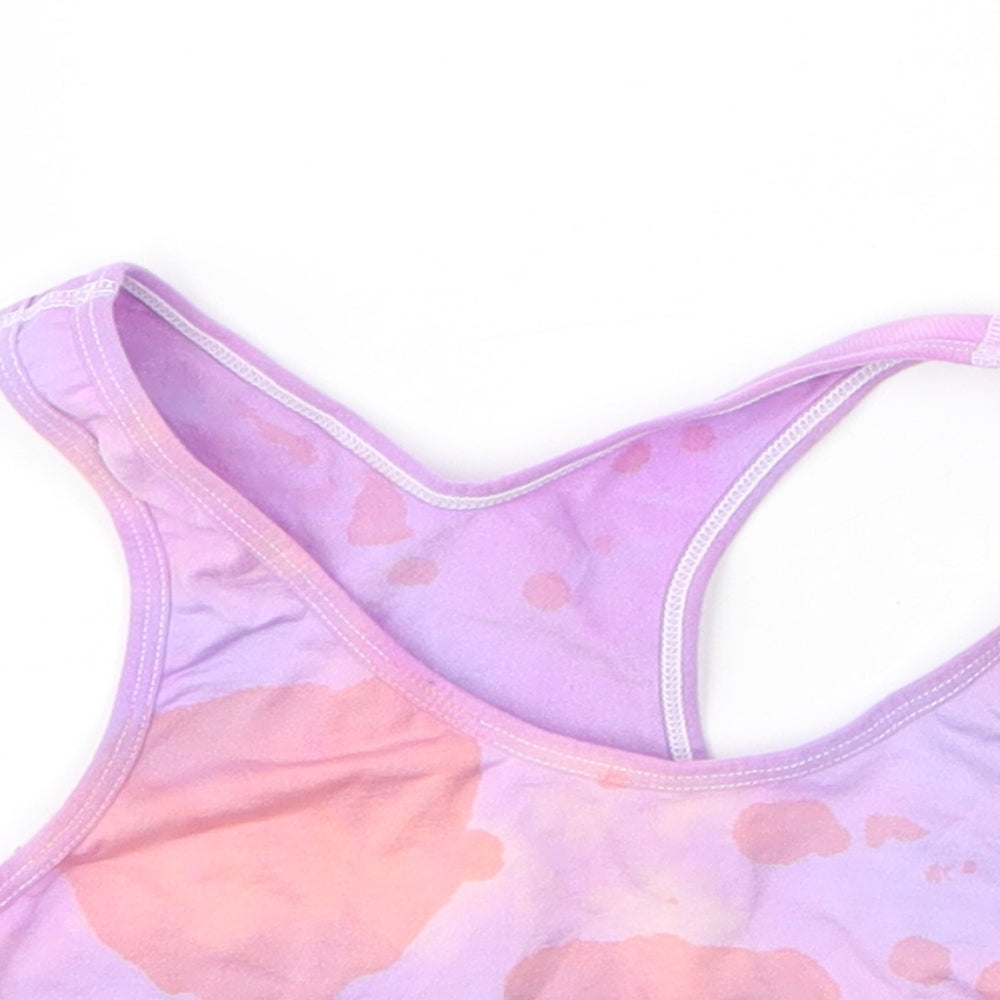 m&s Girls Purple Camouflage Nylon Camisole Tank Size 15 Years Scoop Neck