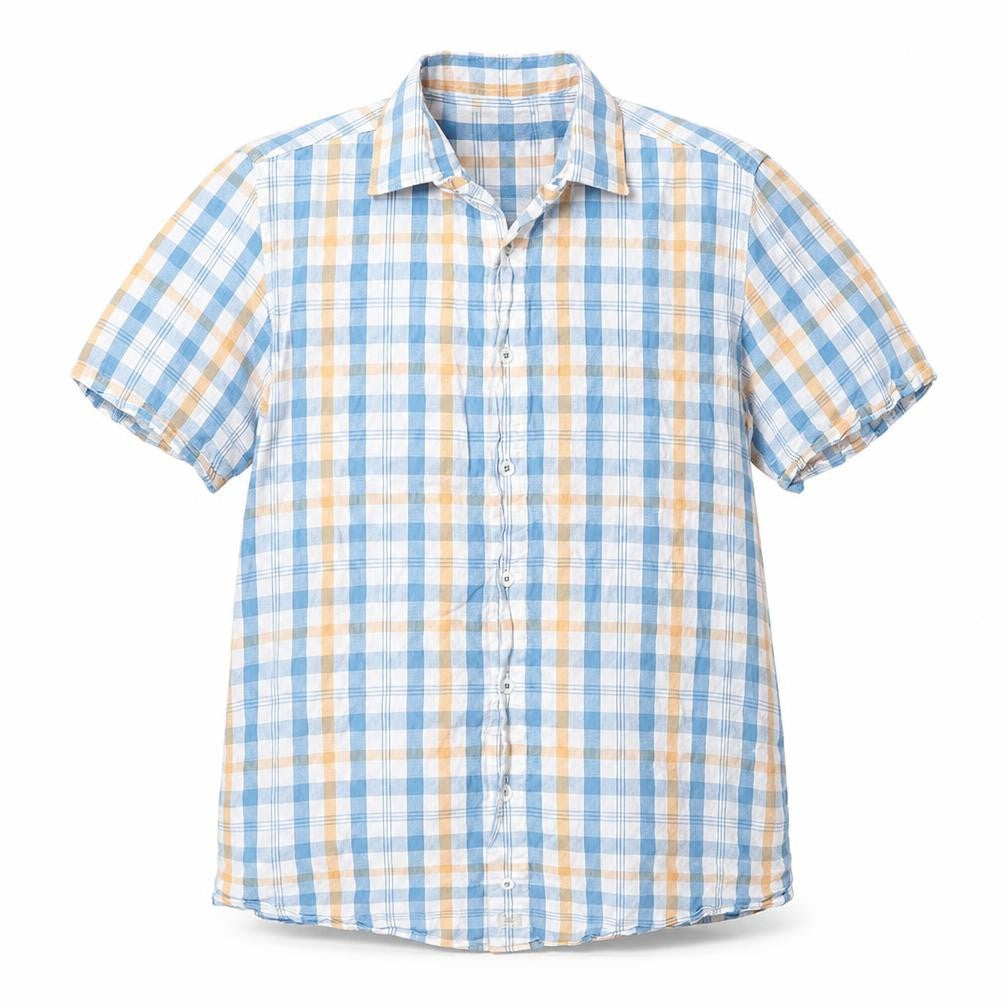 Mens UK Size M Bar Harbour Blue  Button-Up Short Sleeve Casual Shirt