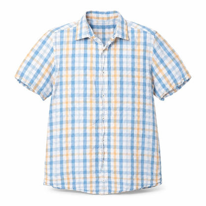 Mens UK Size M Bar Harbour Blue  Button-Up Short Sleeve Casual Shirt