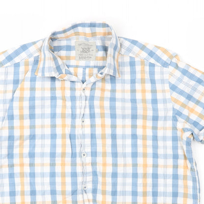 Mens UK Size M Bar Harbour Blue  Button-Up Short Sleeve Casual Shirt