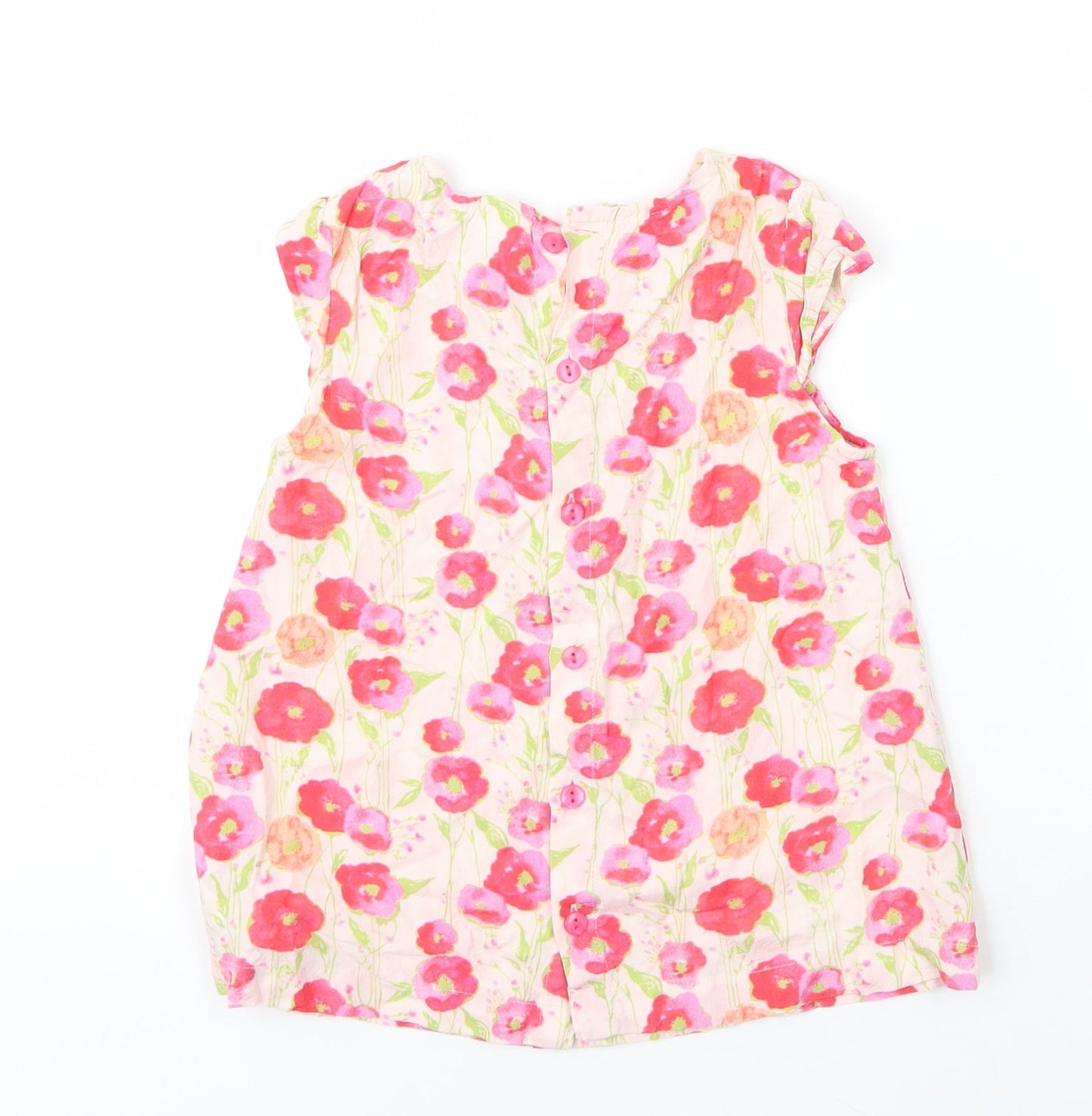 Charanga Girls Beige Floral Viscose Basic Blouse Size 5 Years Round Neck Button