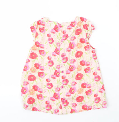 Charanga Girls Beige Floral Viscose Basic Blouse Size 5 Years Round Neck Button
