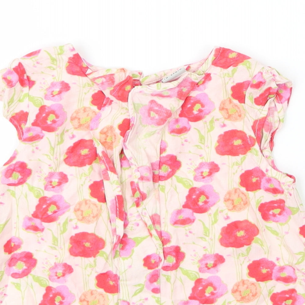 Charanga Girls Beige Floral Viscose Basic Blouse Size 5 Years Round Neck Button
