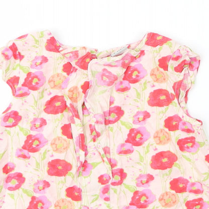 Charanga Girls Beige Floral Viscose Basic Blouse Size 5 Years Round Neck Button