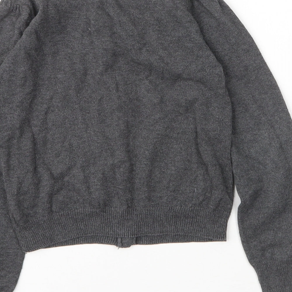 H&M Girls Grey Round Neck  Cotton Cardigan Jumper Size 5 Years  Button