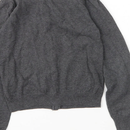 H&M Girls Grey Round Neck  Cotton Cardigan Jumper Size 5 Years  Button