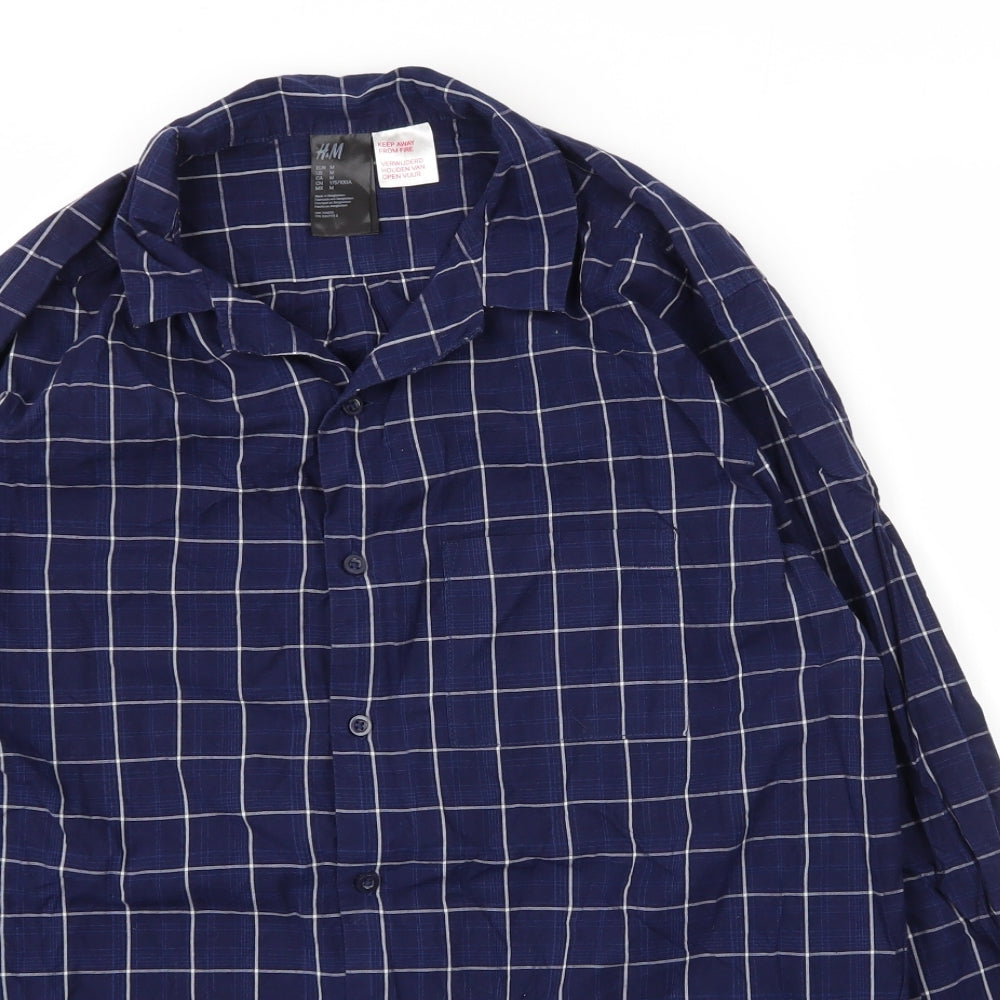 Mens UK Size M H&M Blue  Button-Up Long Sleeve Casual Shirt