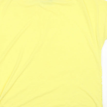 George Womens Yellow Floral Polyester Basic T-Shirt Size 16 Round Neck