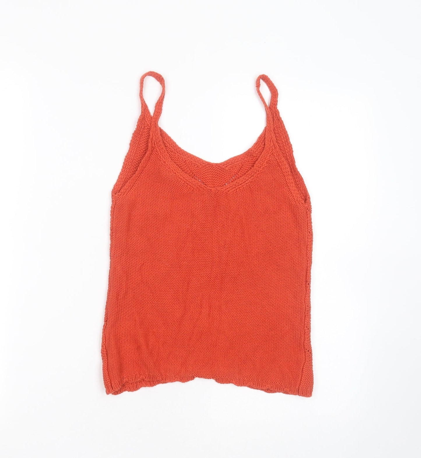 Primark Womens Orange Round Neck Striped Cotton Pullover Jumper Size XS