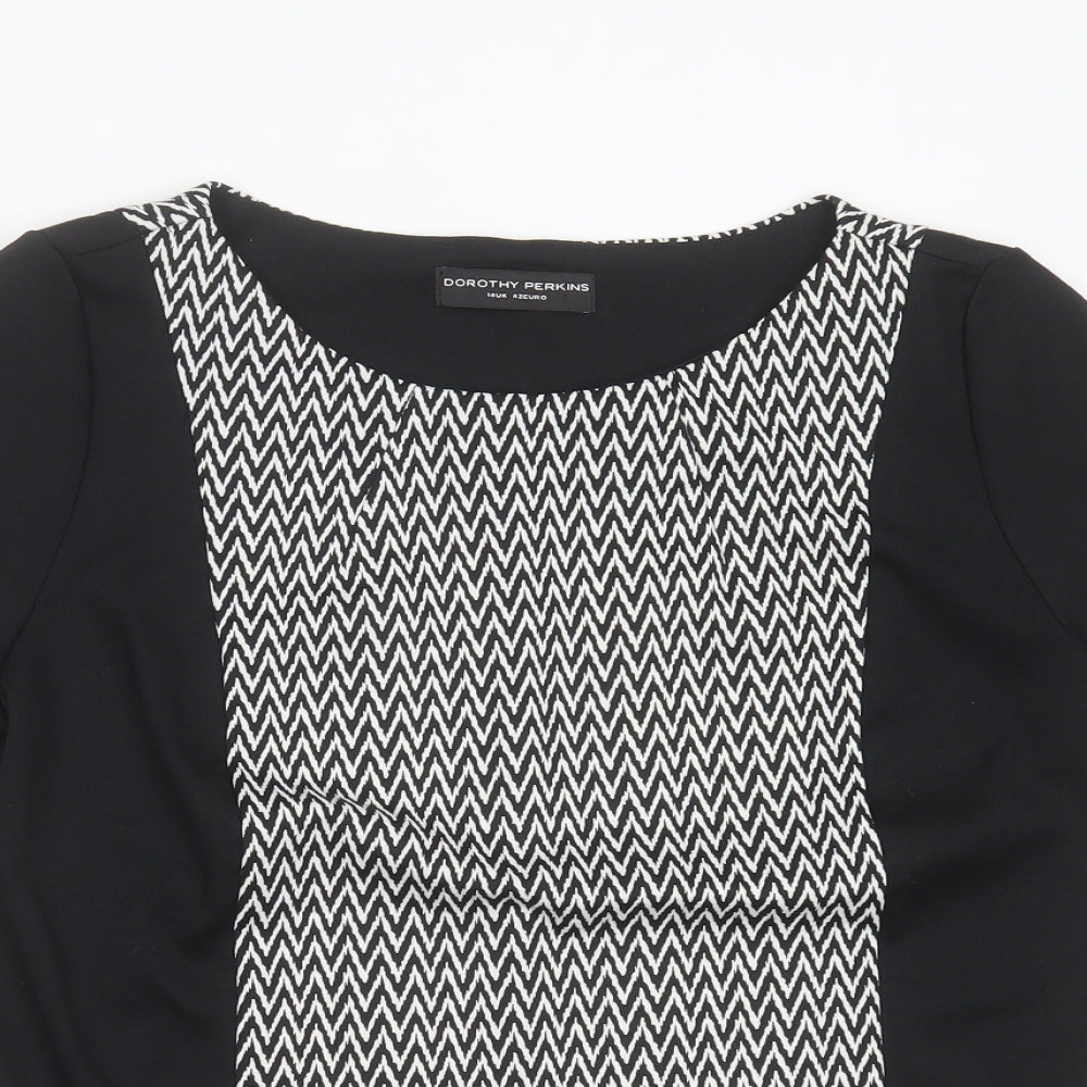 Womens UK Size 14 Dorothy Perkins Black Basic T-Shirt