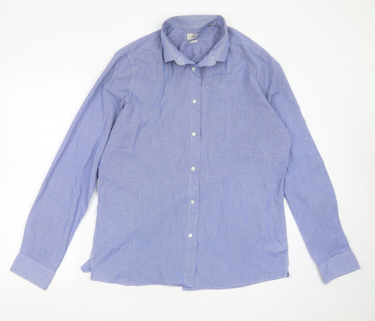 Mens UK Size 17 NEXT Blue  Button-Up Long Sleeve Casual Shirt