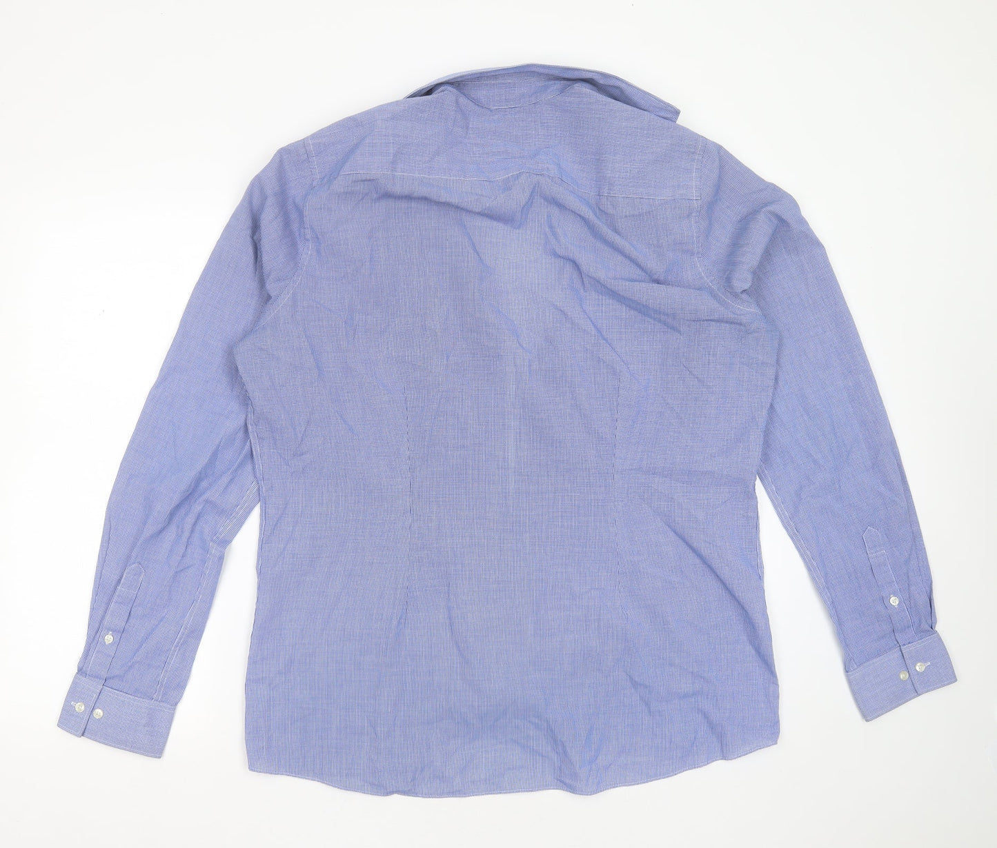Mens UK Size 17 NEXT Blue  Button-Up Long Sleeve Casual Shirt
