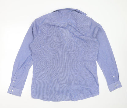 Mens UK Size 17 NEXT Blue  Button-Up Long Sleeve Casual Shirt